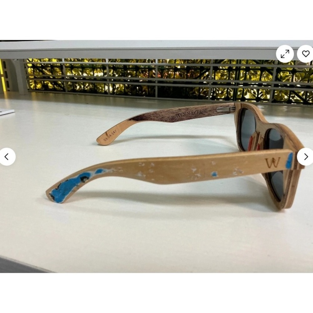 Woodzee Recycled Skateboard Sunglasses Size 53-24-147 (Malibu) Blu/Tan - Picture 2 of 4